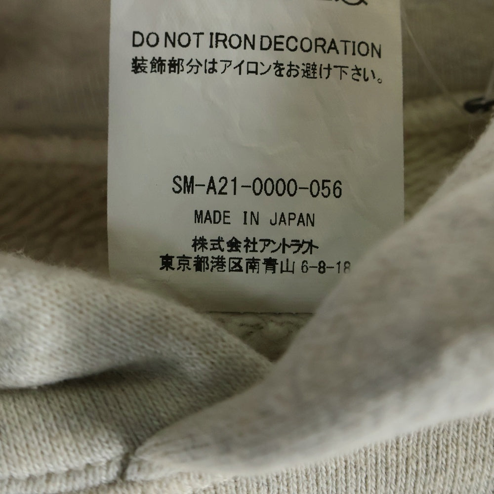 SAINT MICHAEL(セントマイケル) 21AW ×Dr.Woo HOODIE ドクターウー フーディ ペイントデザイン ヴィンテージ加工 プルオーバースウェットパーカー ベージュ SM-A21-0000-056