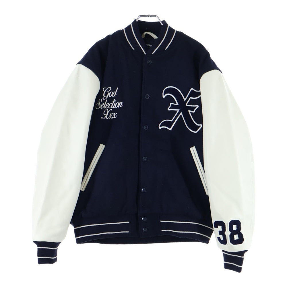 GOD SELECTION XXX(ゴッドセレクショントリプルエックス) 25SS VARSITY JACKET バーシティー エンブロイダリー ジャケット ネイビー/ホワイト