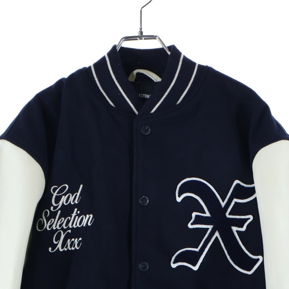 GOD SELECTION XXX(ゴッドセレクショントリプルエックス) 25SS VARSITY JACKET バーシティー エンブロイダリー ジャケット ネイビー/ホワイト
