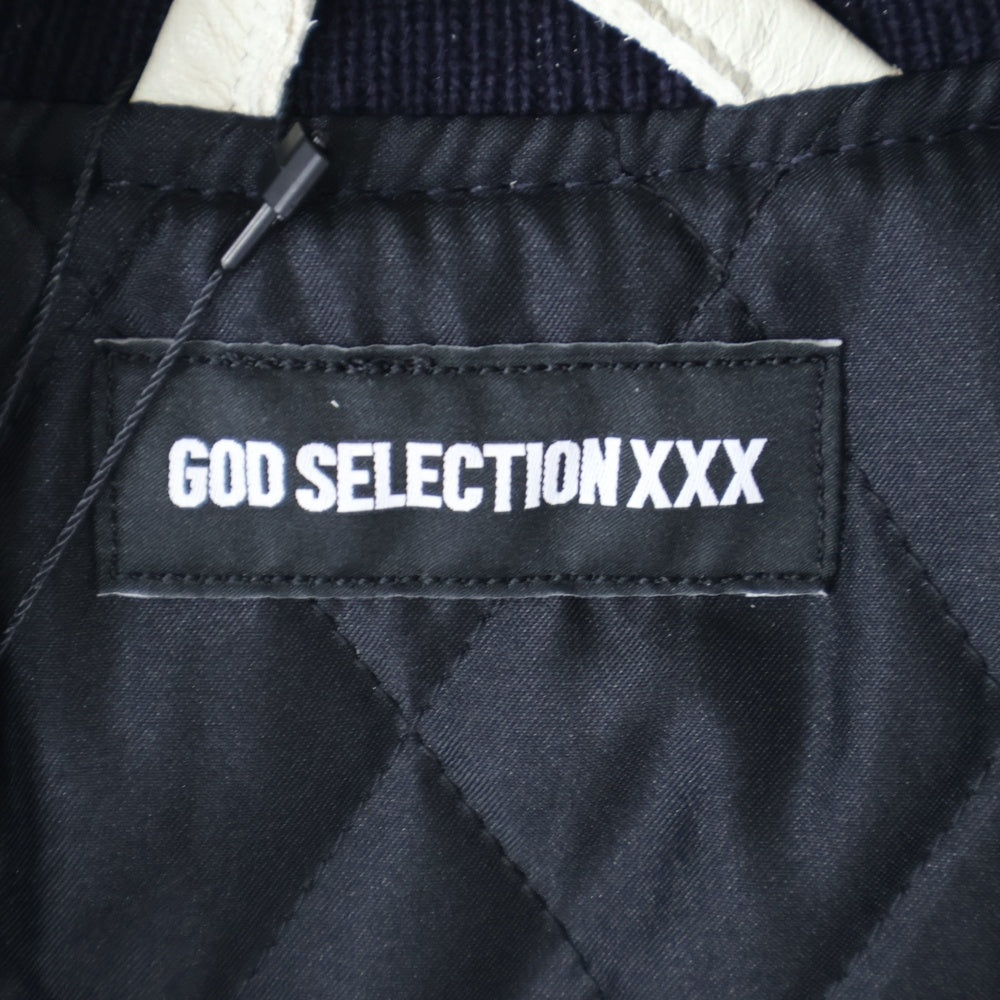 GOD SELECTION XXX(ゴッドセレクショントリプルエックス) 25SS VARSITY JACKET バーシティー エンブロイダリー ジャケット ネイビー/ホワイト