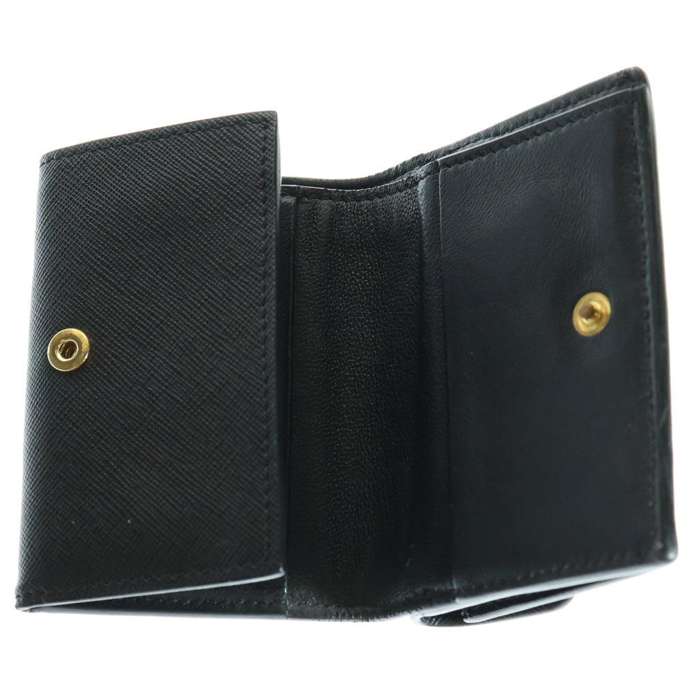 MARNI(マルニ) フロントロゴ レザー 三つ折り コンパクトウォレット 財布 ブラック PFMOW02U07