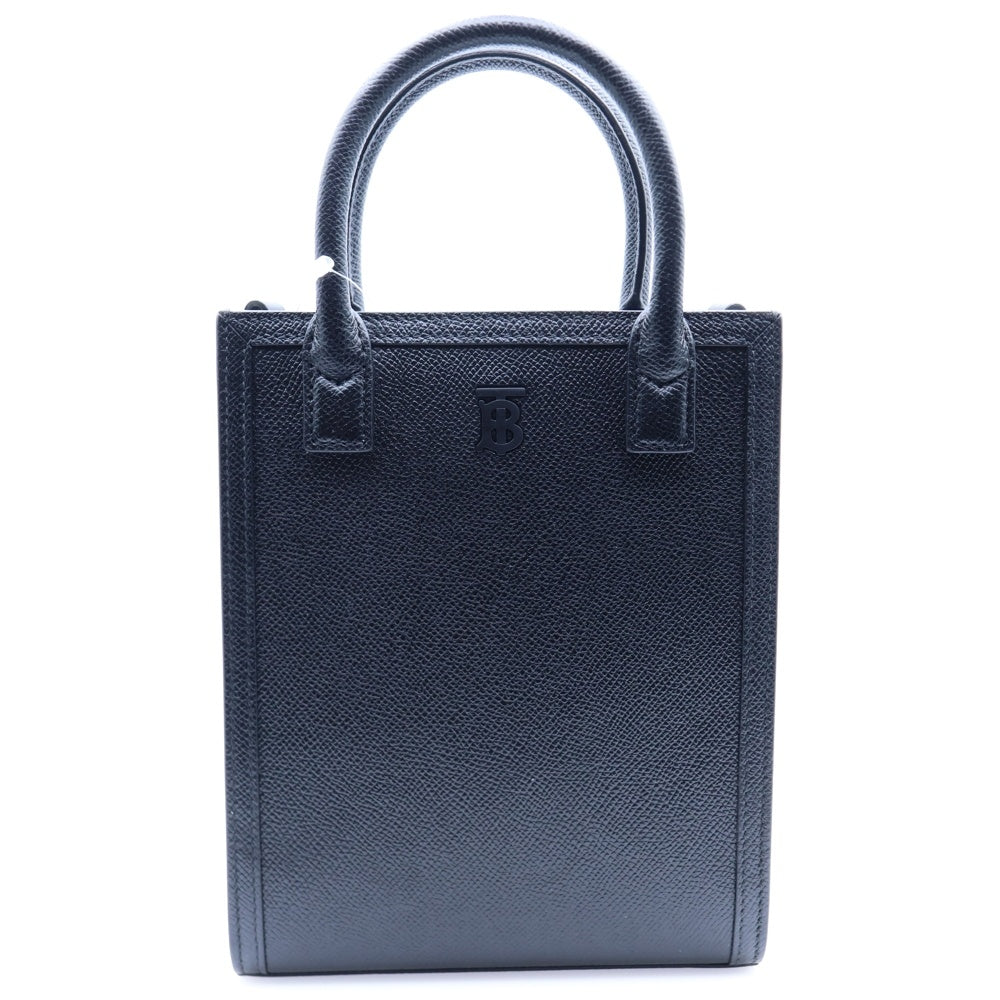 BURBERRY(バーバリー) MINI VERTICAL TOTE ミニヴァーティカルトート TBロゴ レザー 2WAY ショルダーバッグ ブラック 8068476