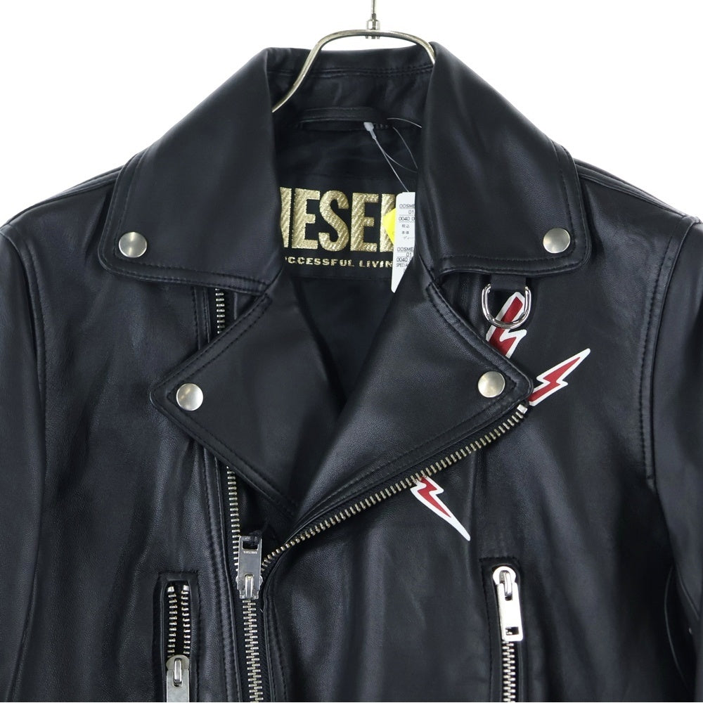 DIESEL(ディーゼル) バックプリント ダブルライダース レザージャケット ブラック OOSME1 OZAZU