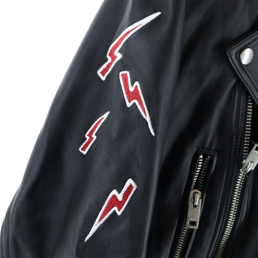 DIESEL(ディーゼル) バックプリント ダブルライダース レザージャケット ブラック OOSME1 OZAZU