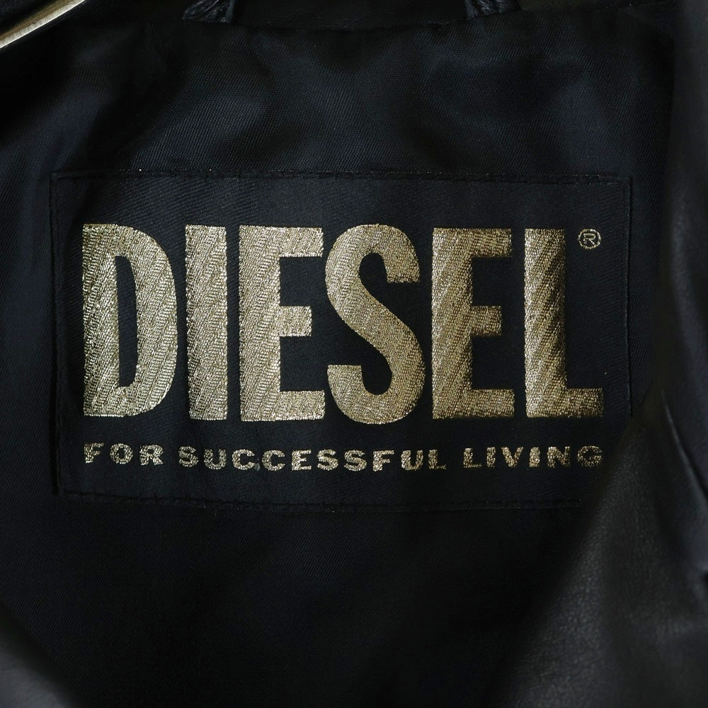 DIESEL(ディーゼル) バックプリント ダブルライダース レザージャケット ブラック OOSME1 OZAZU