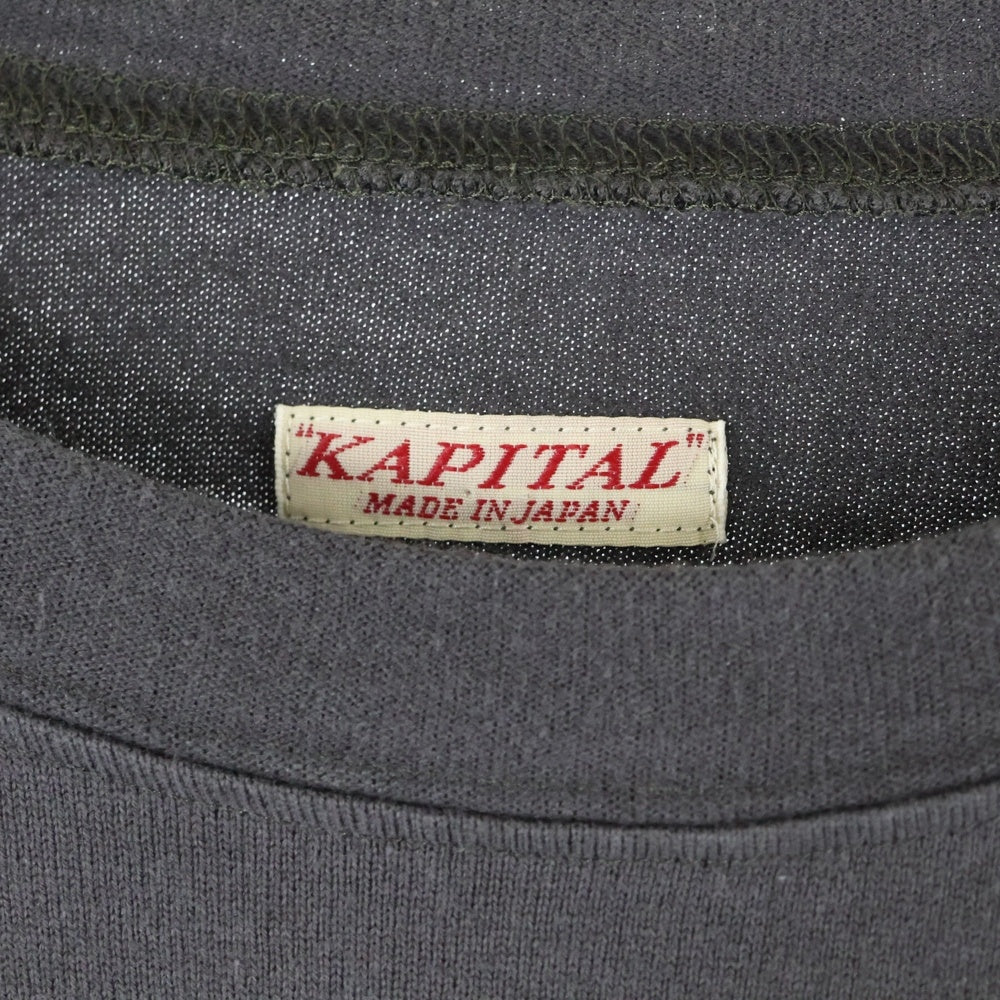 KAPITAL(キャピタル) オルテガ天竺 クルーネック ロングスリーブカットソー Tシャツ チャコールグレー K2409LC042