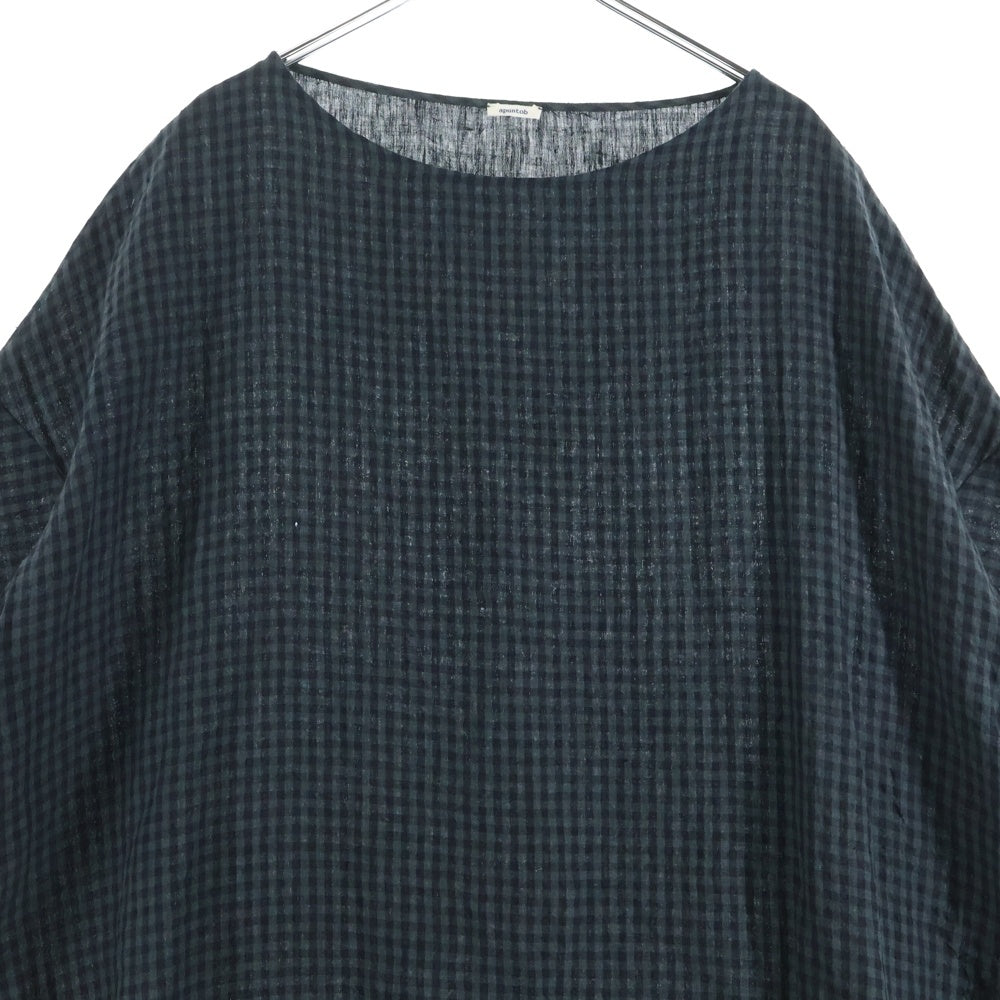 APUNTO B(アプントビー) ギンガムチェック ショートスリーブ リネンワンピース ドレス レディース ブラック P458 TS276