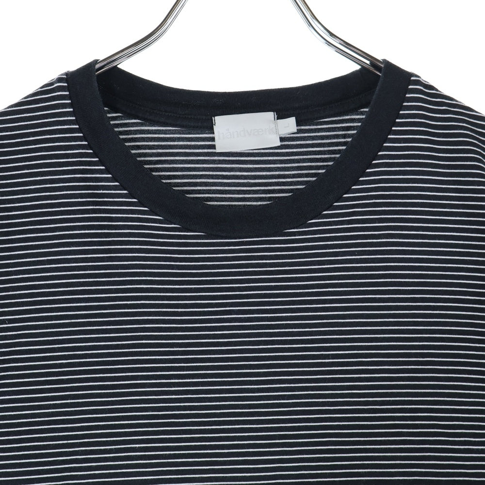 NO BRAND(ノーブランド) HANDVAERK (ハンドバーク) ボーダー柄 クルーネック半袖Tシャツ カットソー ブラック/ホワイト