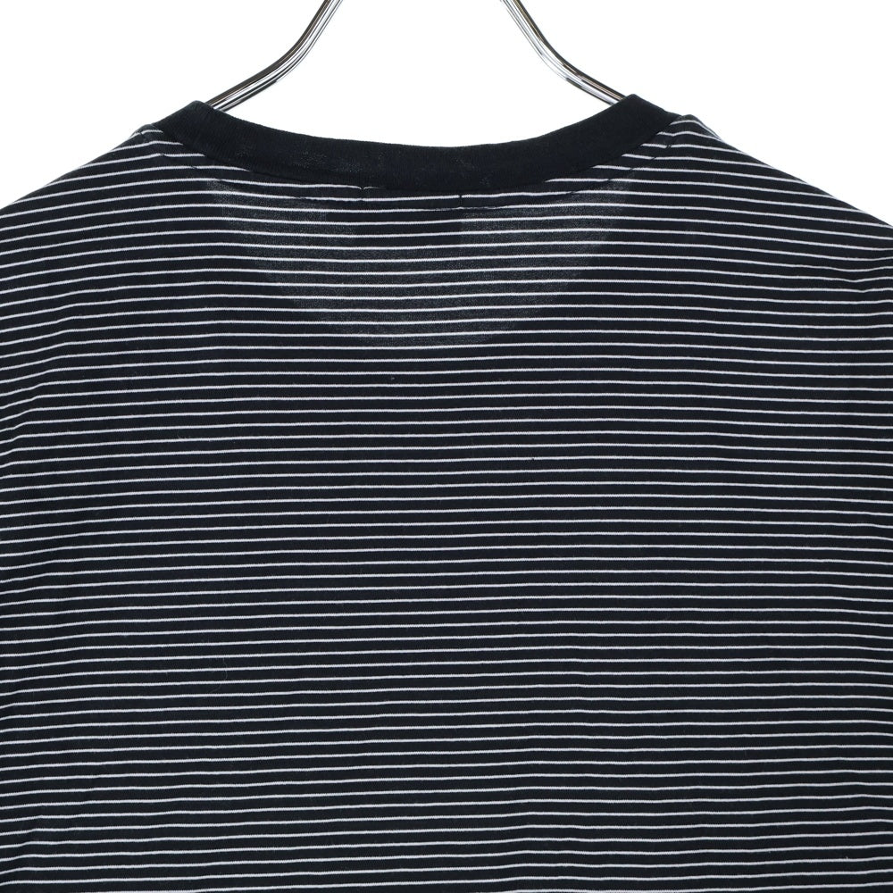 NO BRAND(ノーブランド) HANDVAERK (ハンドバーク) ボーダー柄 クルーネック半袖Tシャツ カットソー ブラック/ホワイト