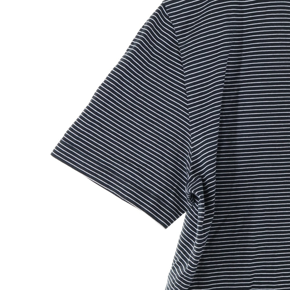 NO BRAND(ノーブランド) HANDVAERK (ハンドバーク) ボーダー柄 クルーネック半袖Tシャツ カットソー ブラック/ホワイト