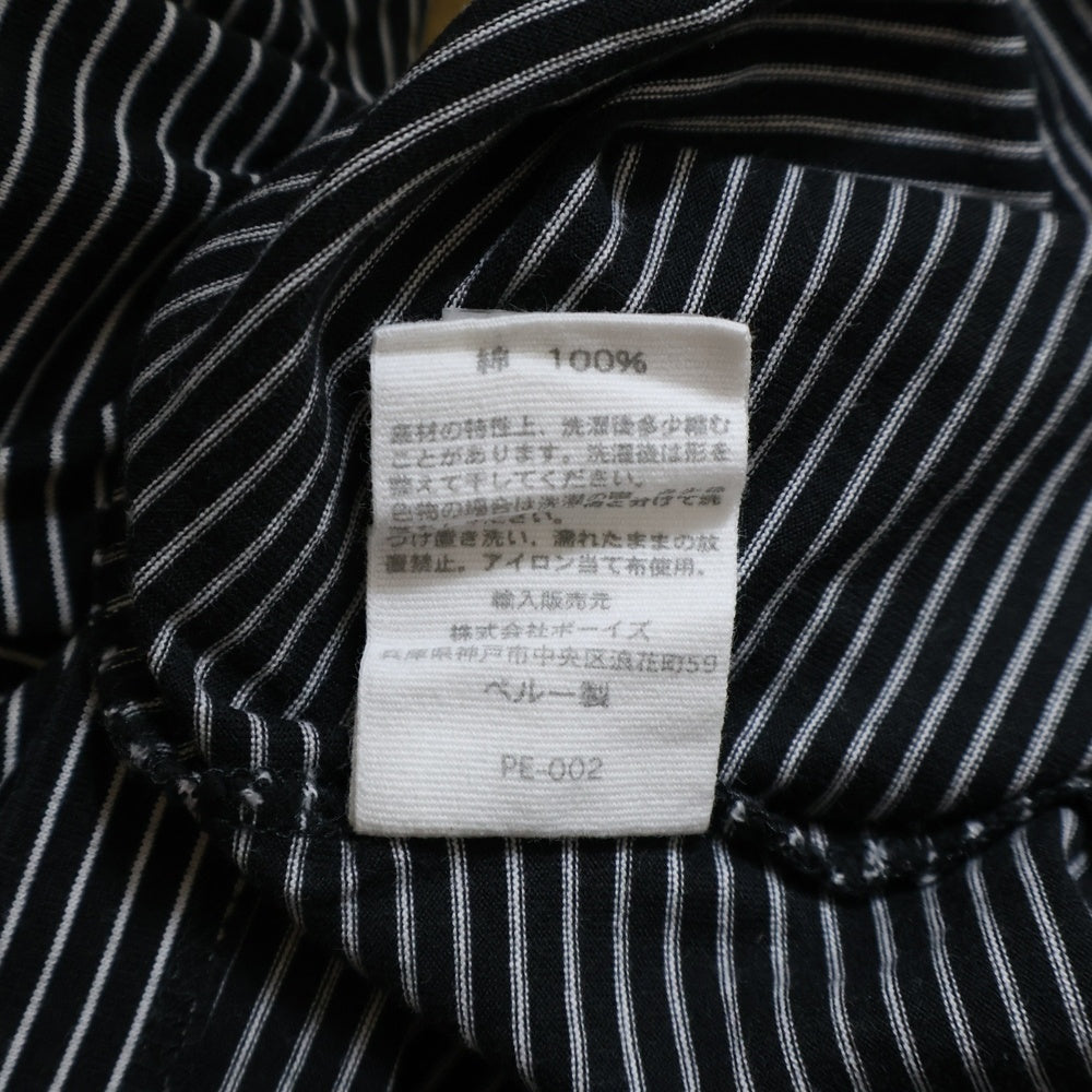 NO BRAND(ノーブランド) HANDVAERK (ハンドバーク) ボーダー柄 クルーネック半袖Tシャツ カットソー ブラック/ホワイト