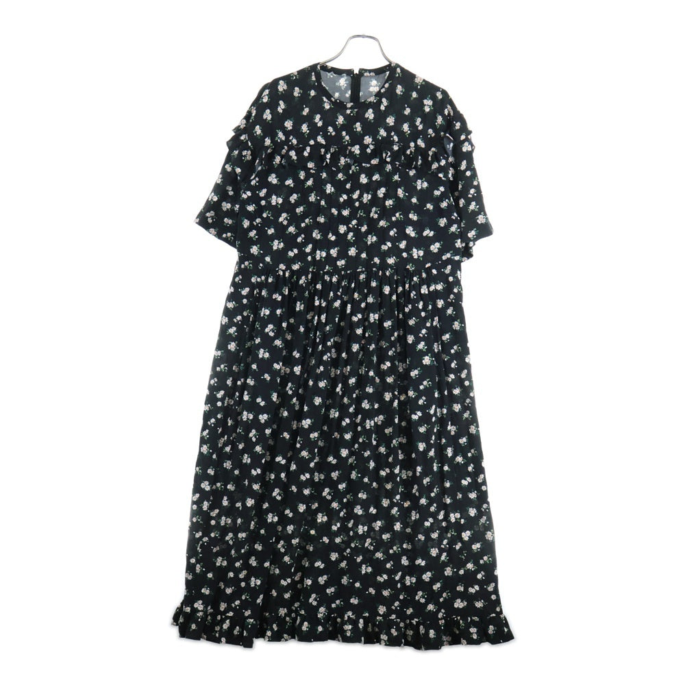 SHINZONE(シンゾーン) 花柄 ショートスリーブ レーヨンワンピース ドレス レディース ブラック 21MMSOP08