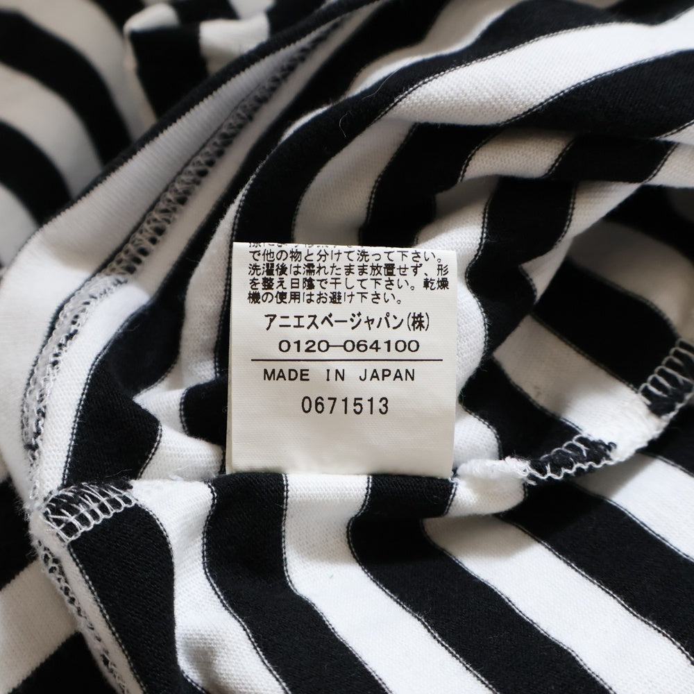 agnes b.(アニエスベー) ボーダー柄 クルーネック半袖Tシャツ カットソー レディース ブラック/ホワイト 2653J008 E17