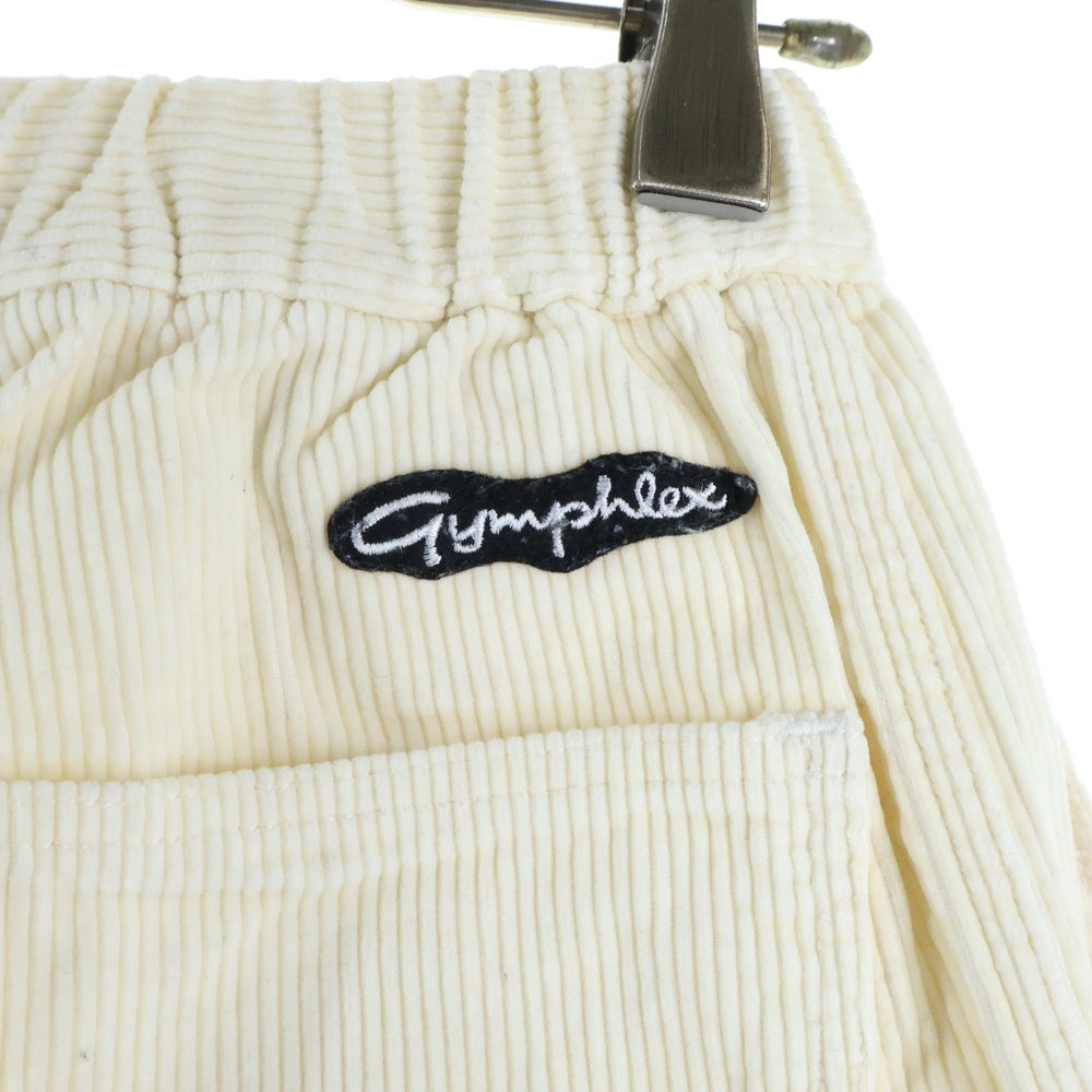 Gymphlex(ジムフレックス) フロント刺繍 コーデュロイ ハーフパンツ ショーツ アイボリー