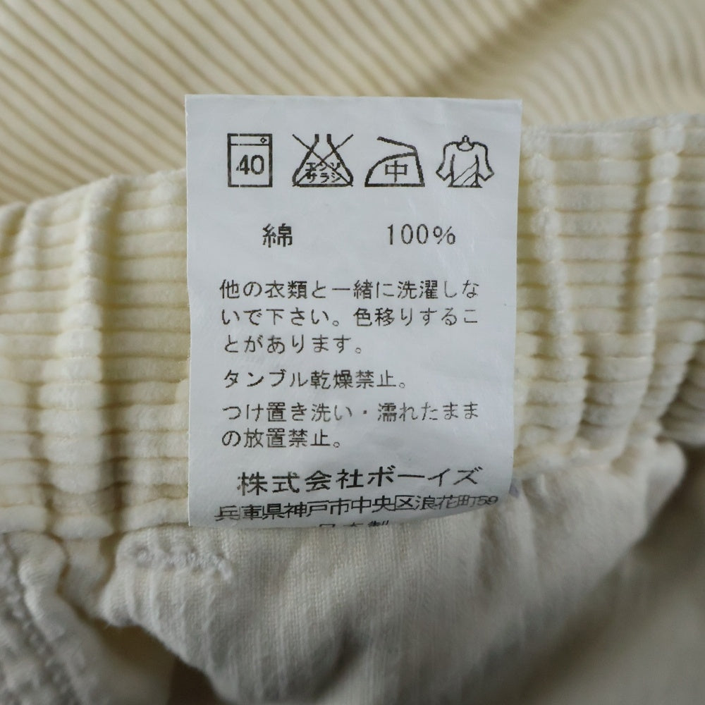 Gymphlex(ジムフレックス) フロント刺繍 コーデュロイ ハーフパンツ ショーツ アイボリー