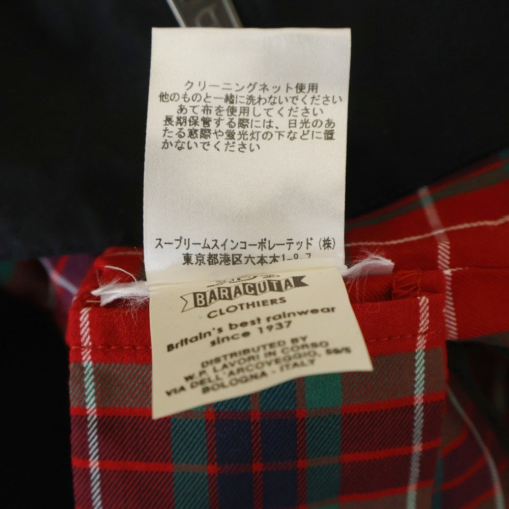 BARACUTA(バラクータ) 裏地チェック ジップアップフライトジャケット ブラック 1702144