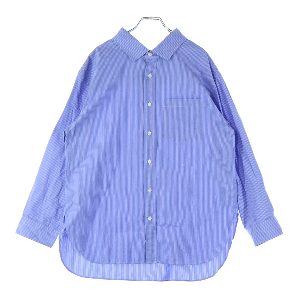 Gymphlex(ジムフレックス) ストライプ柄 フロント刺繍 長袖シャツ ブルー 19S-WS-002
