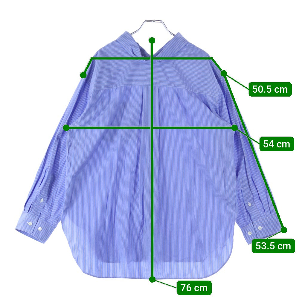 Gymphlex(ジムフレックス) ストライプ柄 フロント刺繍 長袖シャツ ブルー 19S-WS-002