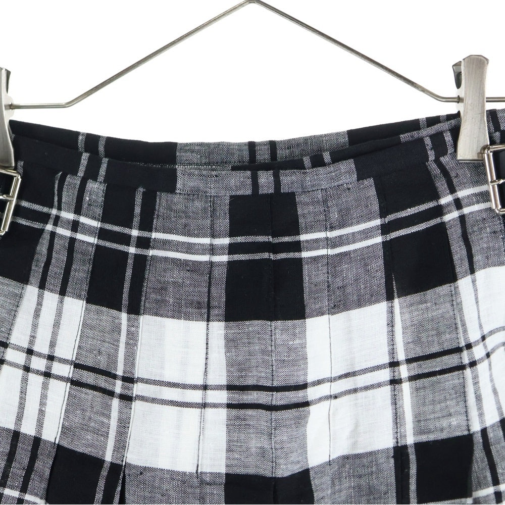 NO BRAND(ノーブランド) O'NEIL OF DUBLIN (オニールオブダブリン) チェック柄 サイドベルト プリーツスカート レディース ブラック/ホワイト IR-001