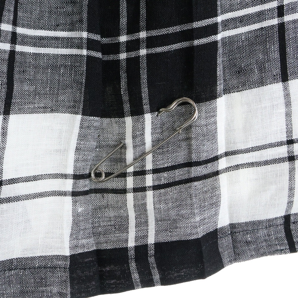 NO BRAND(ノーブランド) O'NEIL OF DUBLIN (オニールオブダブリン) チェック柄 サイドベルト プリーツスカート レディース ブラック/ホワイト IR-001