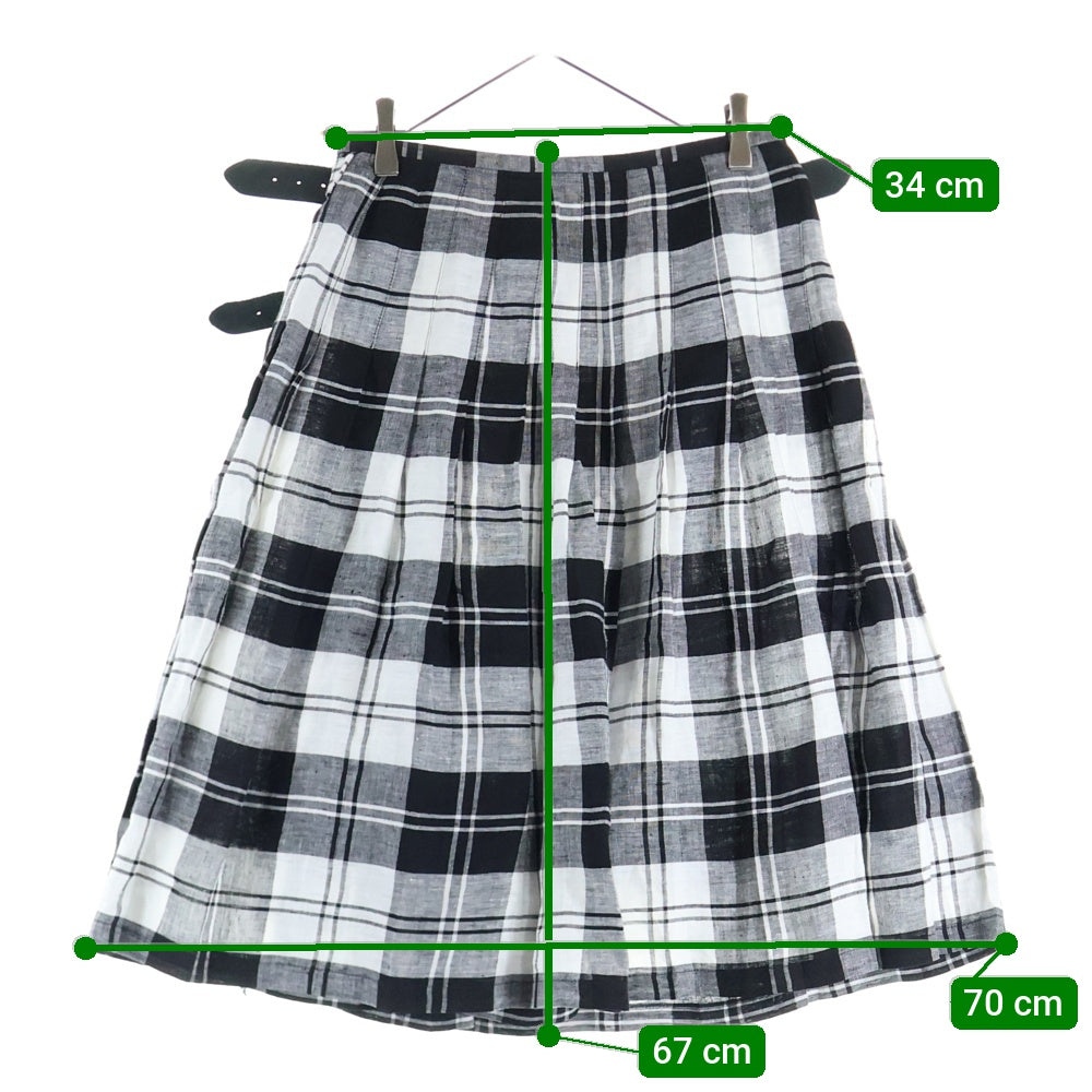 NO BRAND(ノーブランド) O'NEIL OF DUBLIN (オニールオブダブリン) チェック柄 サイドベルト プリーツスカート レディース ブラック/ホワイト IR-001