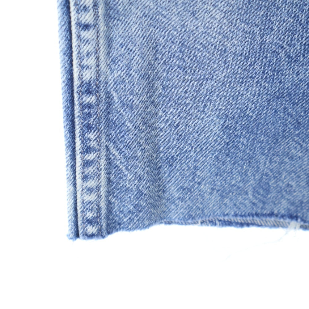 DENHAM(デンハム) カウレザーパッチ カットオフ ストレートデニムパンツ ジーンズ レディース インディゴ