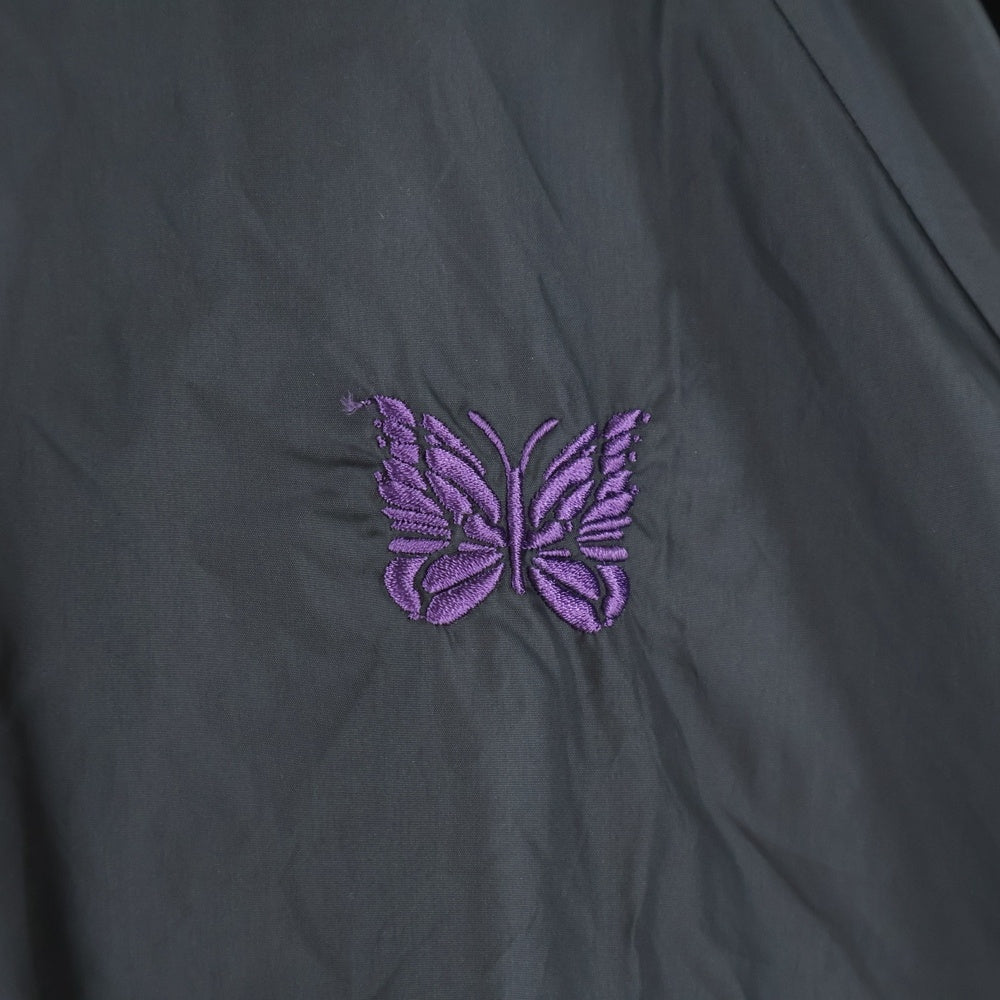 Needles(ニードルス) 23SS ×BEAMS BOY ビームスボーイ ナイロン Vネック半袖Tシャツ カットソー ブラック/パープル MR473