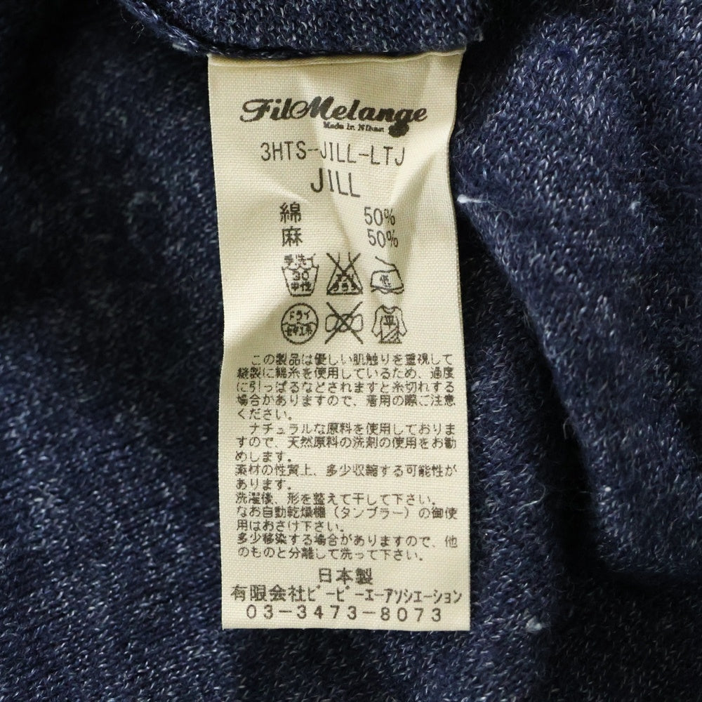 FILMELANGE(フィルメランジェ) リネン クルーネック半袖Tシャツ カットソー ネイビー 3HTS-JILL-LTJ