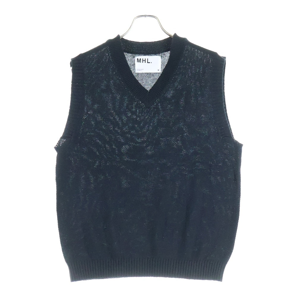 MARGARET HOWELL(マーガレットハウエル) Vネック コットンベスト ブラック 596-7160508