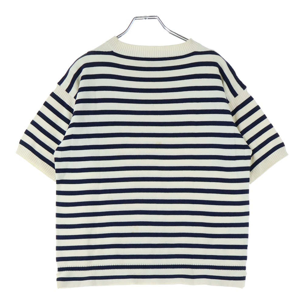 LE TRICOTEUR(ル トリコチュール) ボーダー柄 クルーネック半袖Tシャツ カットソー ホワイト/ネイビー 16S-UH-002