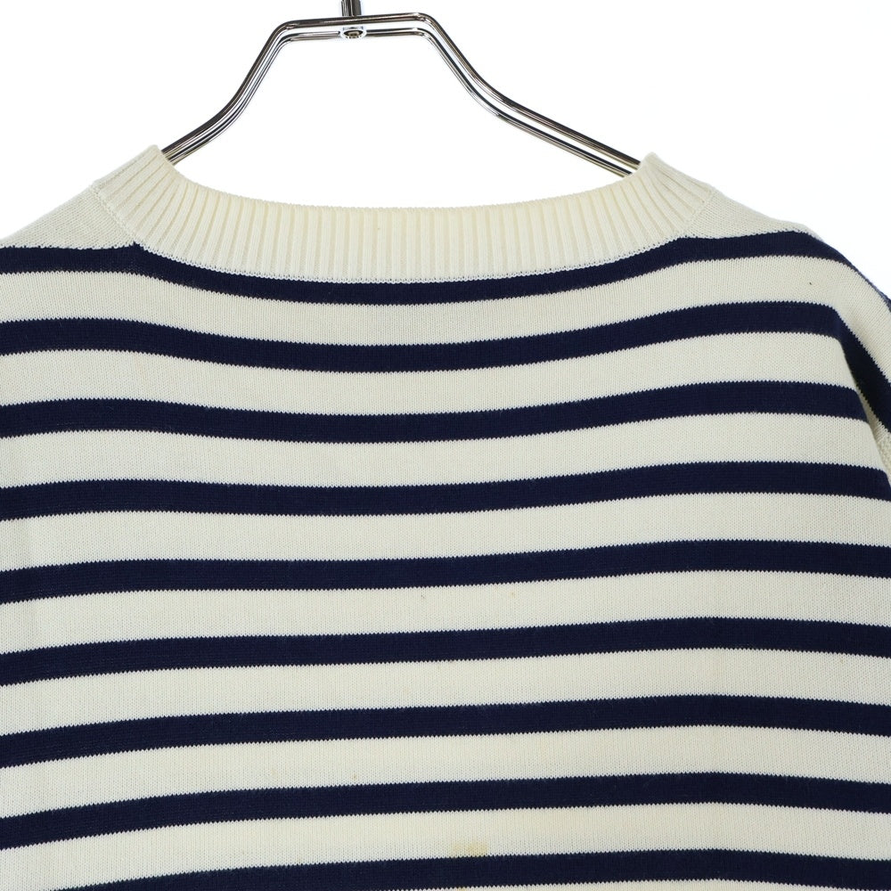 LE TRICOTEUR(ル トリコチュール) ボーダー柄 クルーネック半袖Tシャツ カットソー ホワイト/ネイビー 16S-UH-002