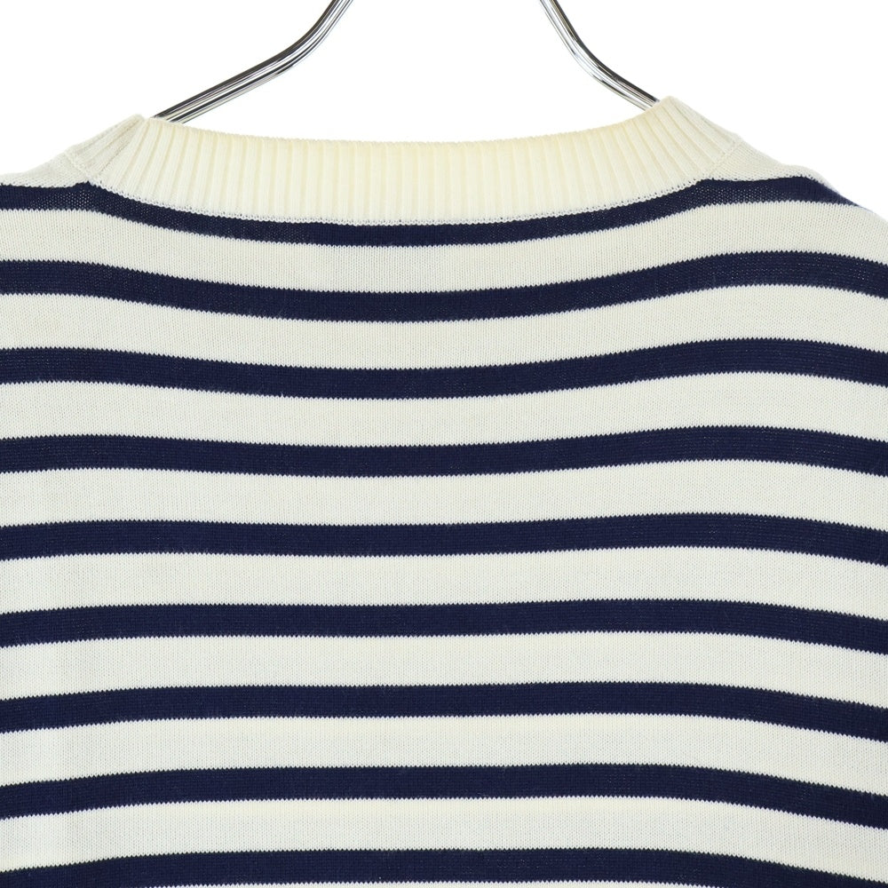 LE TRICOTEUR(ル トリコチュール) ボーダー柄 クルーネック半袖Tシャツ カットソー ホワイト/ネイビー 16S-UH-002
