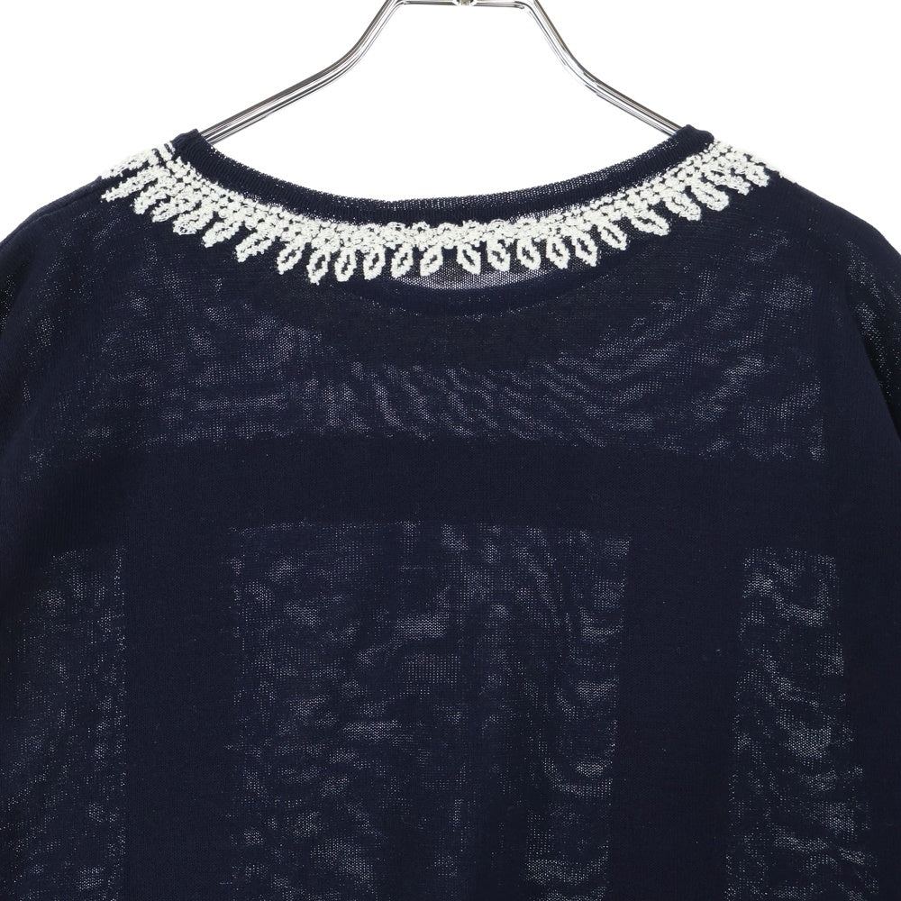 roberto collina(ロベルトコリーナ) 総柄 クルーネック半袖Tシャツ カットソー レディース ネイビー V12014