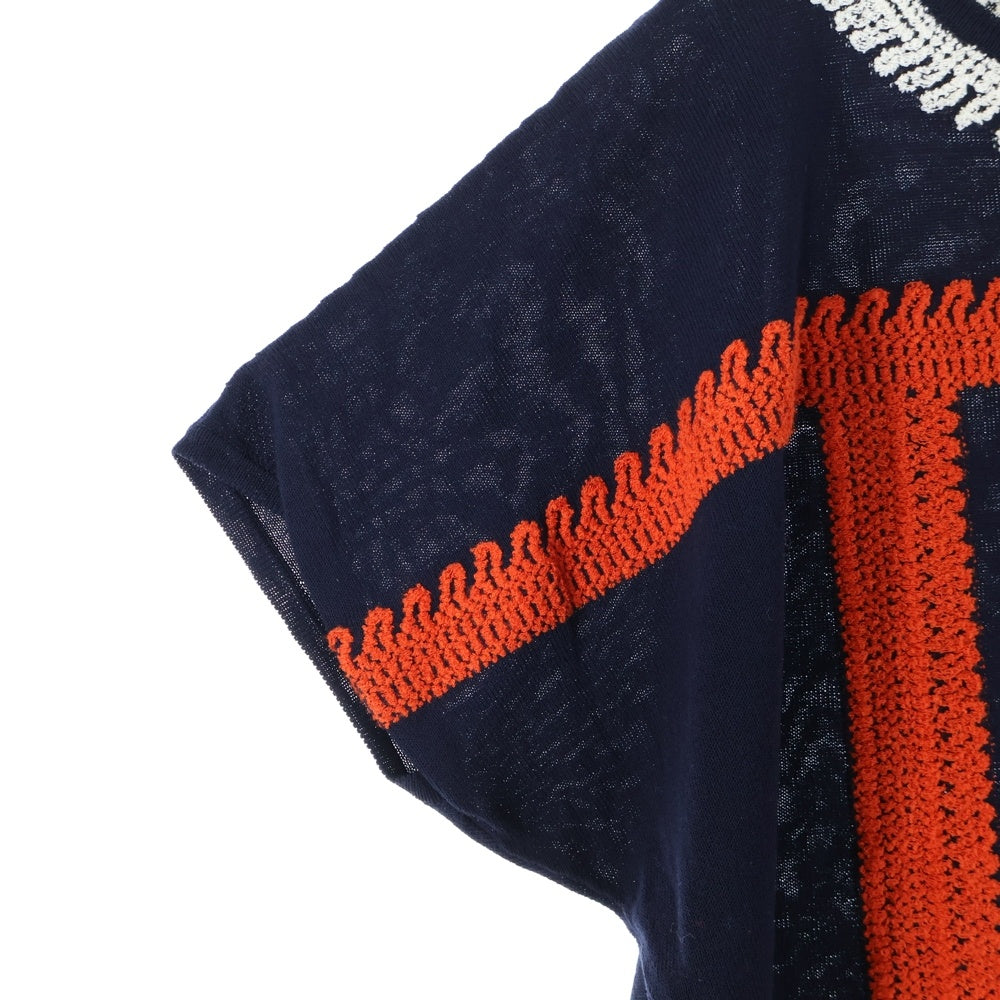 roberto collina(ロベルトコリーナ) 総柄 クルーネック半袖Tシャツ カットソー レディース ネイビー V12014