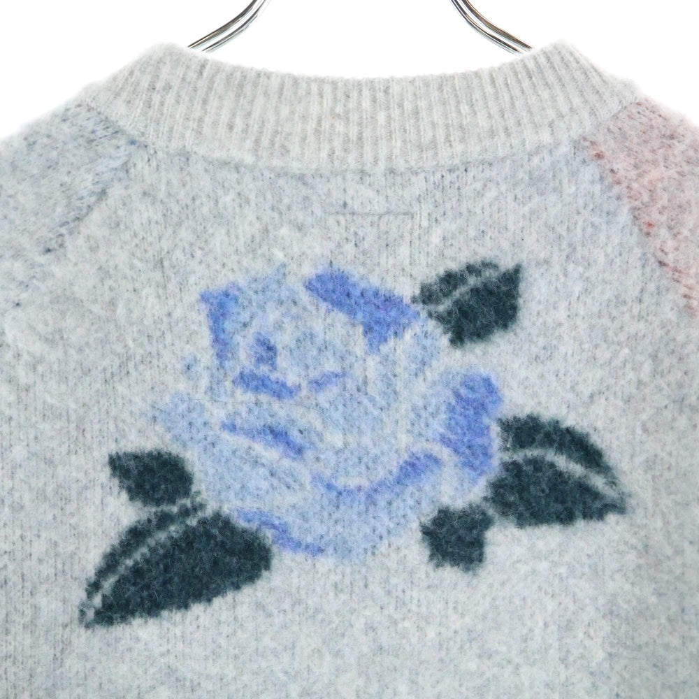 Rhodolirion(ロドリリオン) 薔薇デザイン ショート丈 ウールニットセーター レディース グレー LN899