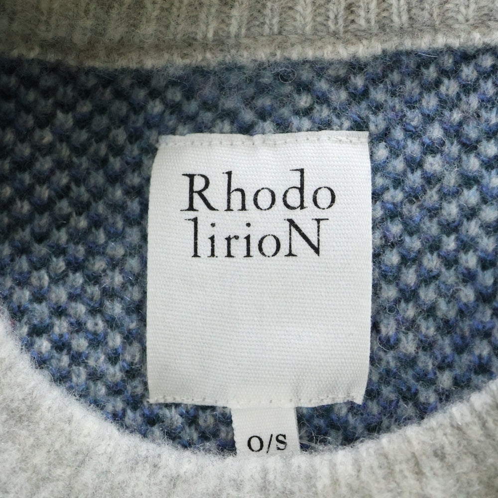 Rhodolirion(ロドリリオン) 薔薇デザイン ショート丈 ウールニットセーター レディース グレー LN899
