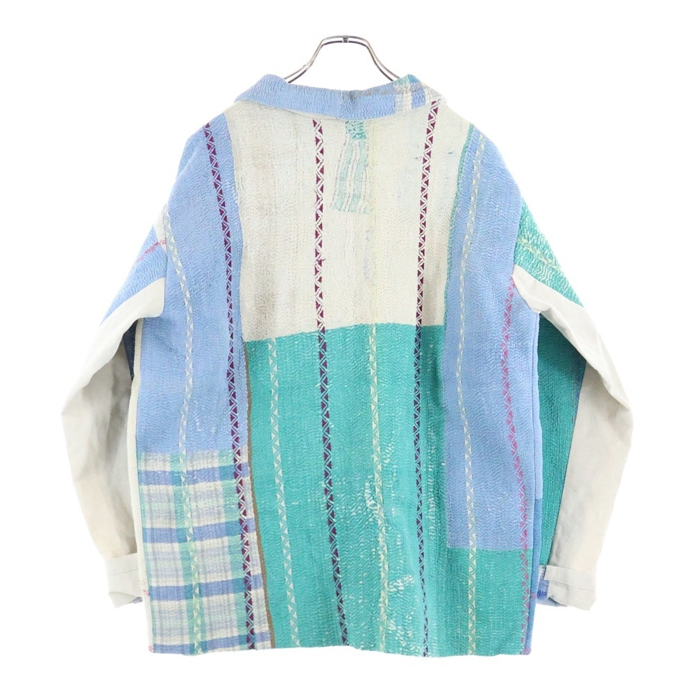 Violette Room(ヴァイオレットルーム) リネン混 オープンカラー ウッドボタンジャケット ブルー VR213237