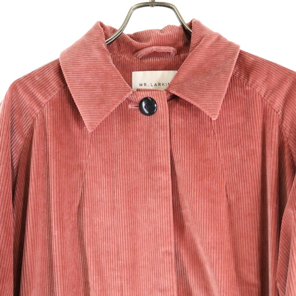 NO BRAND(ノーブランド) MR.LARKIN (ミスターラルキン) コーデュロイ ステンカラーロングコート ピンク