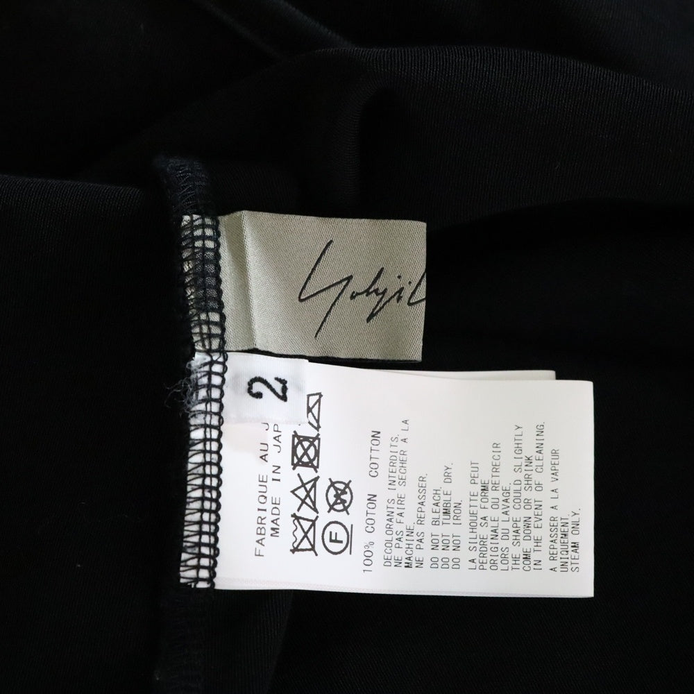 Yohji Yamamoto(ヨウジヤマモト) 100/2強撚スムス脇ネ-ム コットン クルーネック 長袖Tシャツ カットソー ブラック レディース FA-T76-060