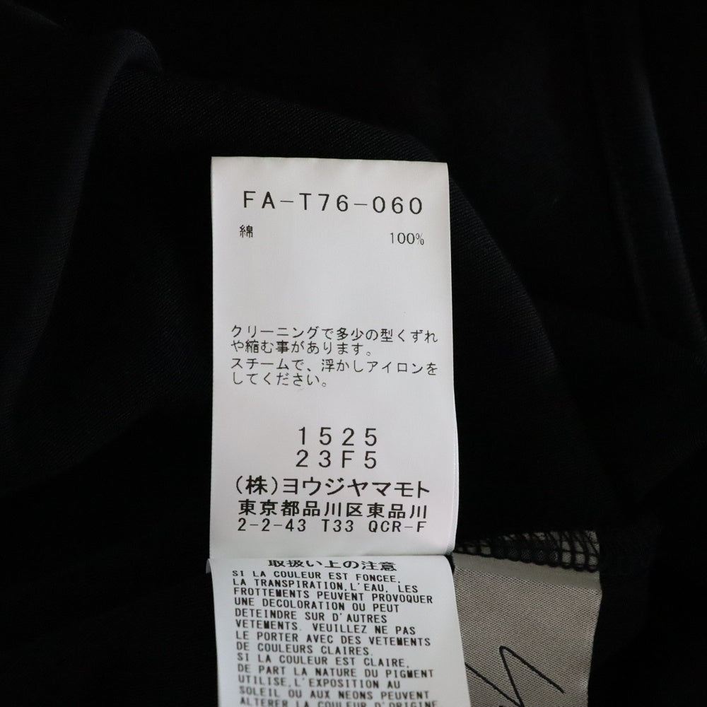 Yohji Yamamoto(ヨウジヤマモト) 100/2強撚スムス脇ネ-ム コットン クルーネック 長袖Tシャツ カットソー ブラック レディース FA-T76-060