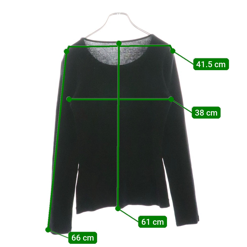 Yohji Yamamoto(ヨウジヤマモト) 100/2強撚スムス脇ネ-ム コットン クルーネック 長袖Tシャツ カットソー ブラック レディース FA-T76-060