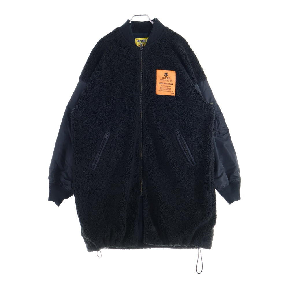 HYSTERIC GLAMOUR(ヒステリックグラマー) TAGアップリケ オーバーサイズ ボアコート ブラック レディース 01223AC01