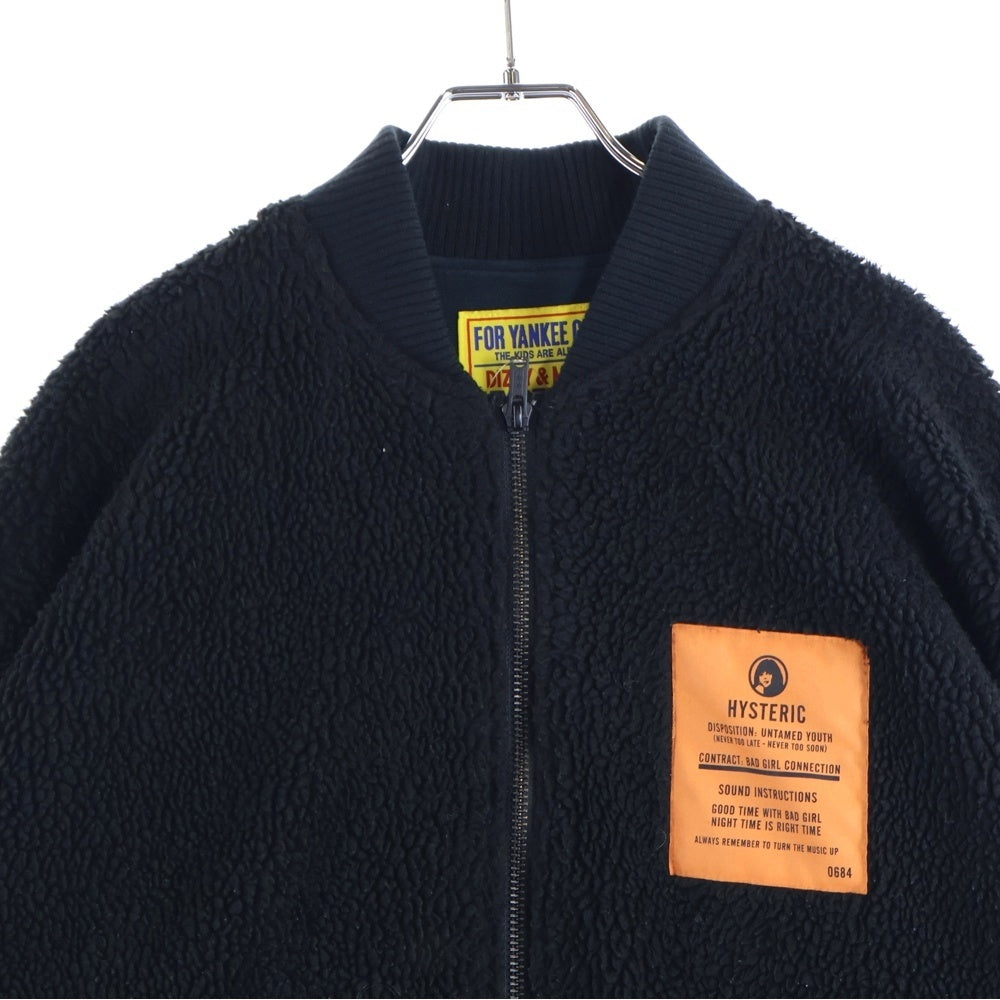 HYSTERIC GLAMOUR(ヒステリックグラマー) TAGアップリケ オーバーサイズ ボアコート ブラック レディース 01223AC01