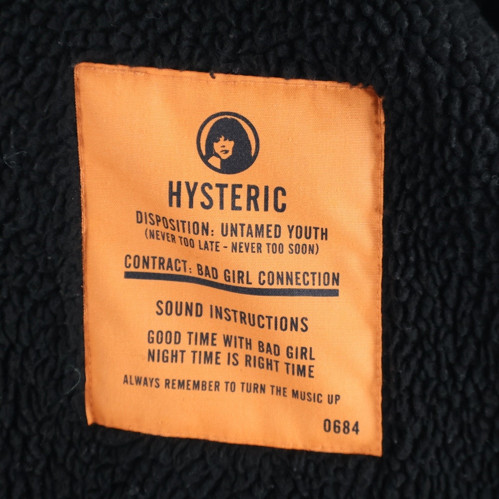 HYSTERIC GLAMOUR(ヒステリックグラマー) TAGアップリケ オーバーサイズ ボアコート ブラック レディース 01223AC01