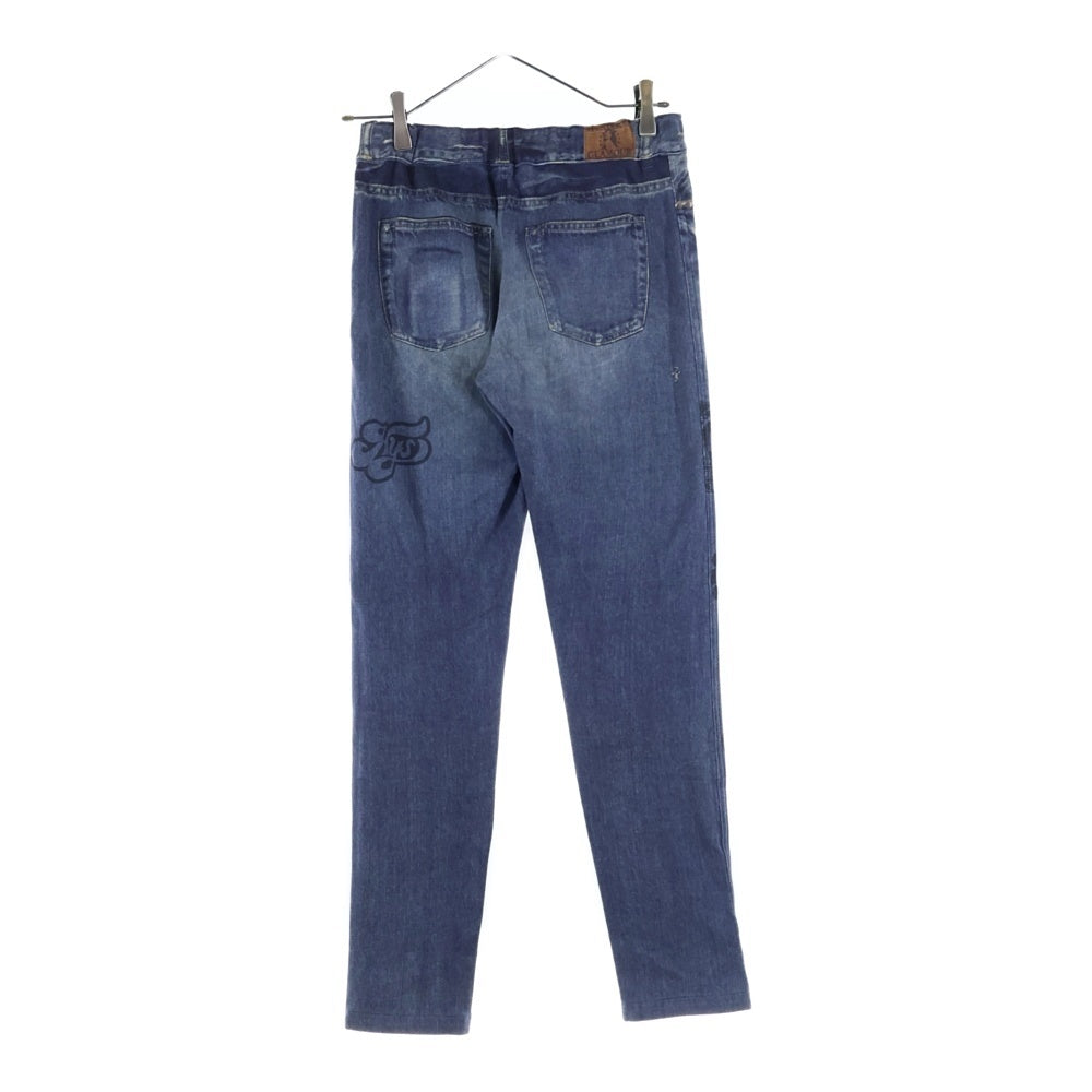 HYSTERIC GLAMOUR(ヒステリックグラマー) SUPER HYS柄 リバーシブルスウェットパンツ ブルー/ブラック レディース 01243CP04