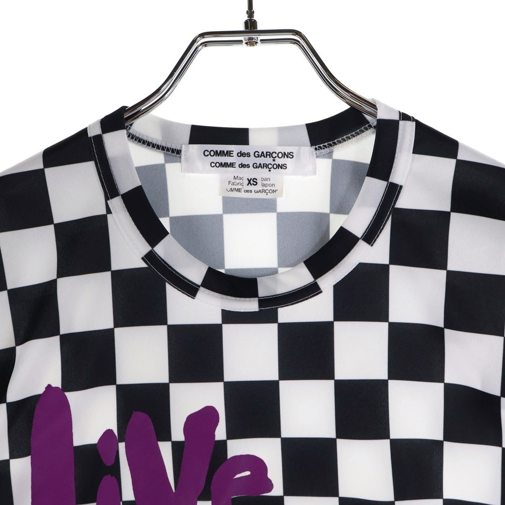 COMME des GARCONS COMME des GARCONS(コムデギャルソンコムデギャルソン) 24SS AD2023 live free with strong will チェッカー ストレッチ クルーネック 長袖Tシャツ レディース RM-T025