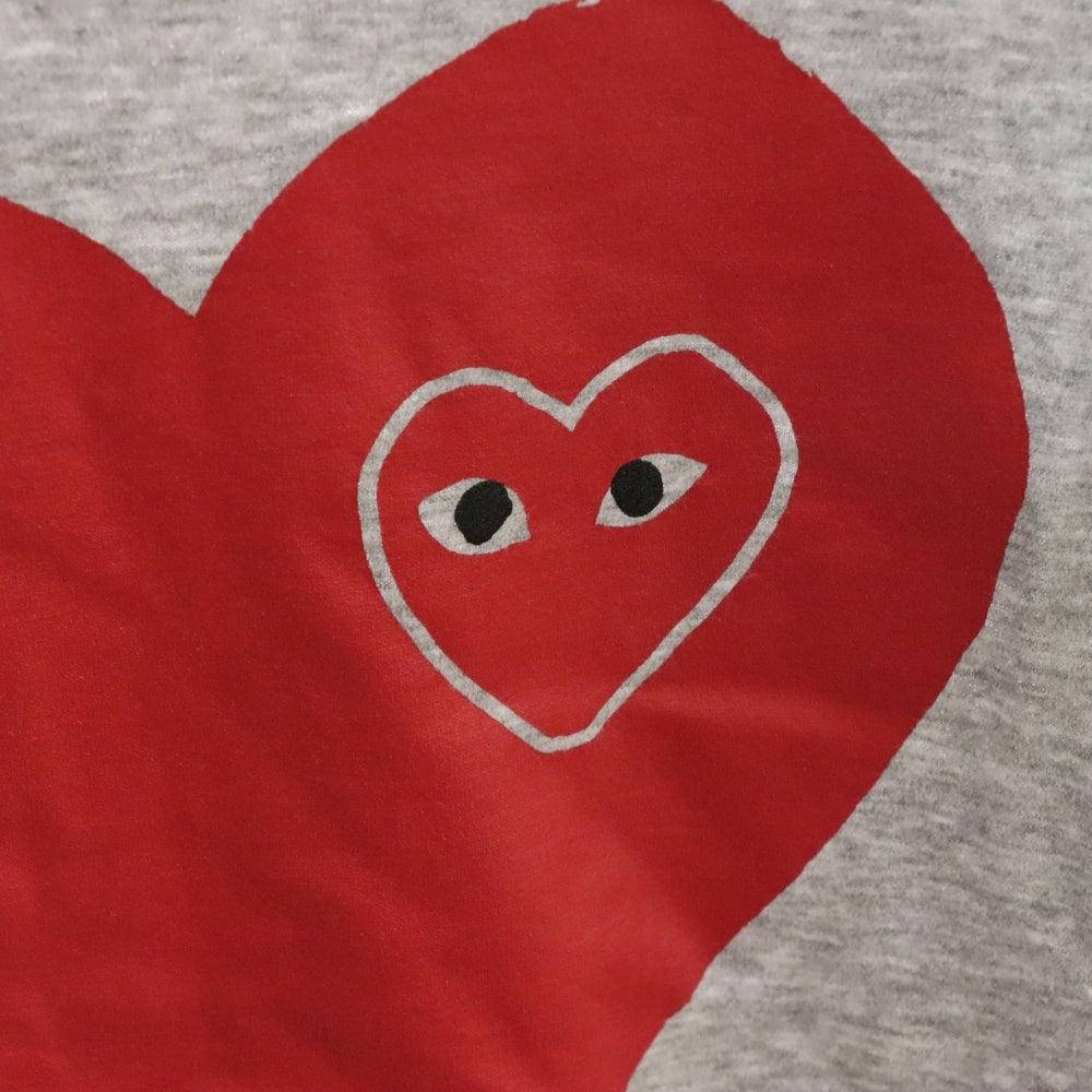 PLAY COMME des GARCONS(プレイコムデギャルソン) AD2023 ハートプリント クルーネック 半袖Tシャツ カットソー グレー レディース YZ-T025