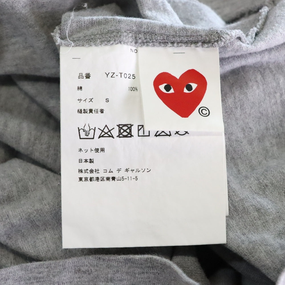 PLAY COMME des GARCONS(プレイコムデギャルソン) AD2023 ハートプリント クルーネック 半袖Tシャツ カットソー グレー レディース YZ-T025
