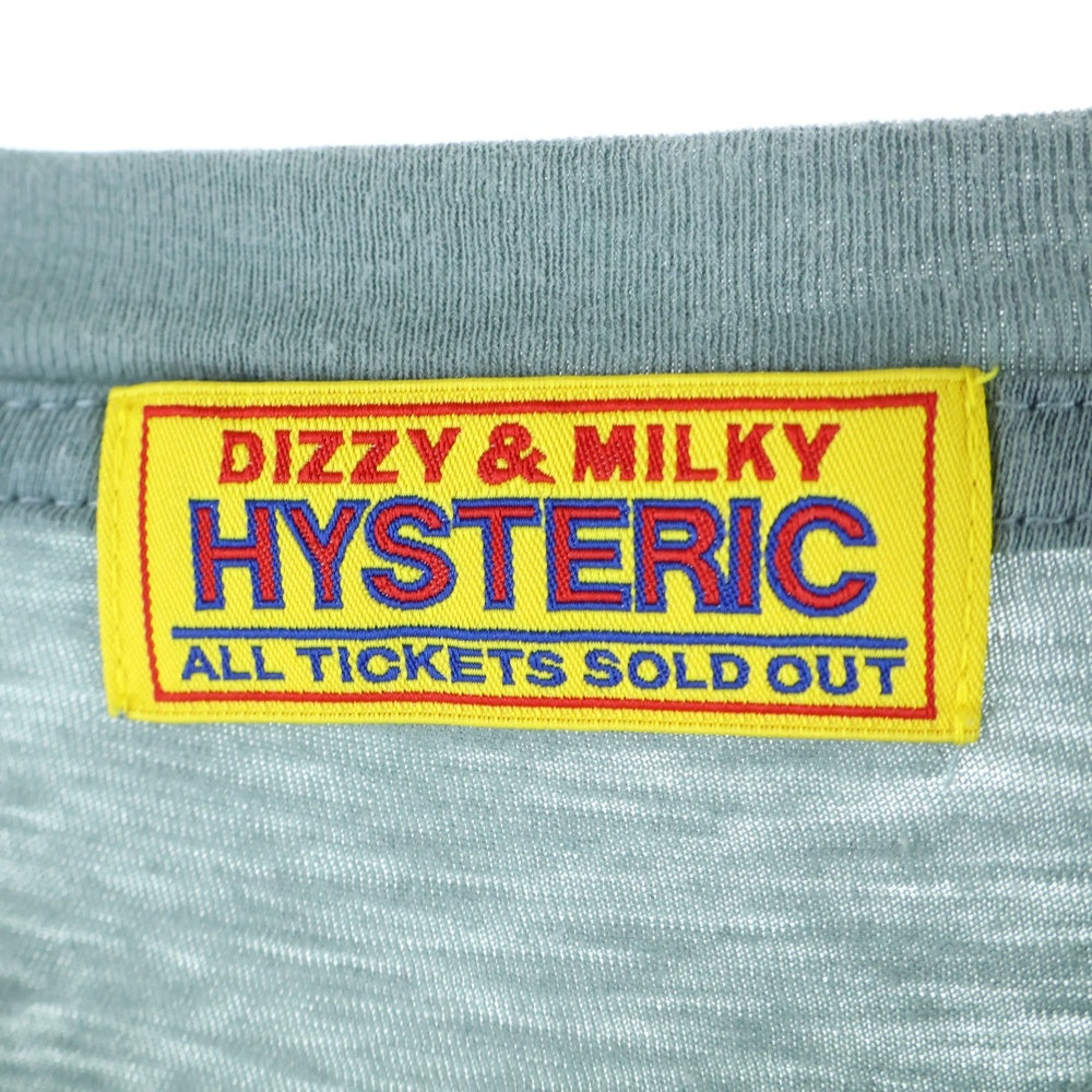 HYSTERIC GLAMOUR(ヒステリックグラマー) LEATHER WOMAN オーバーサイズ クルーネック 長袖Tシャツ カットソー ライトグリーン レディース 01243CL09