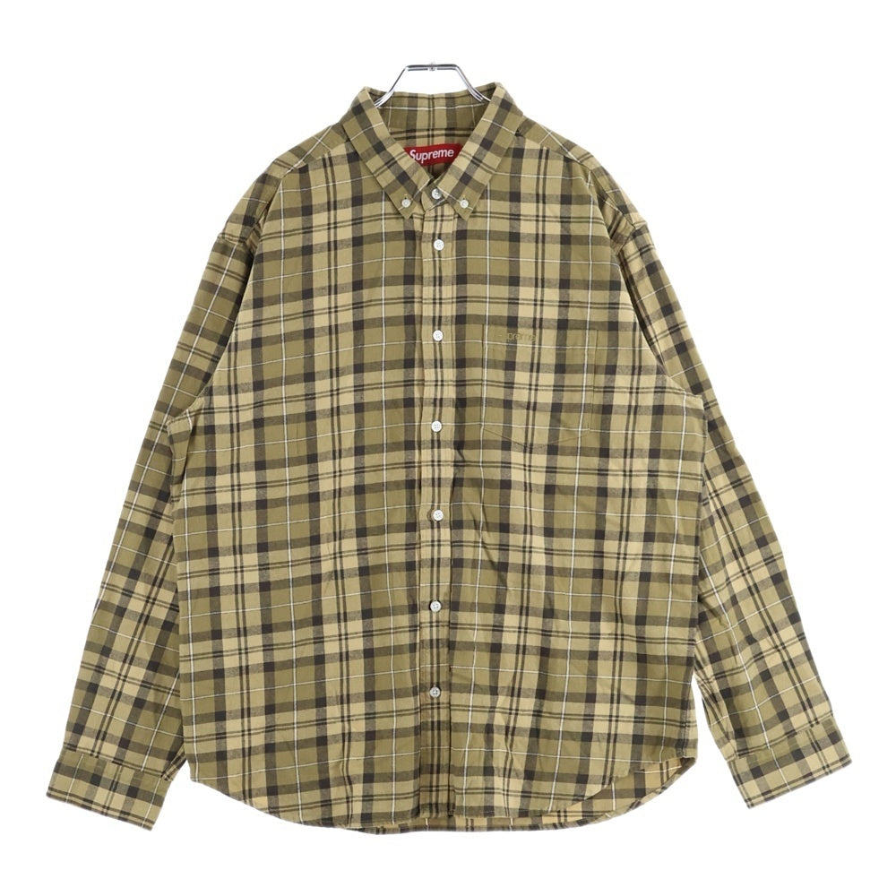 SUPREME(シュプリーム) 24AW Plaid Flannel Shirt プレイドフランネルシャツ 長袖ボタンダウンシャツ イエロー